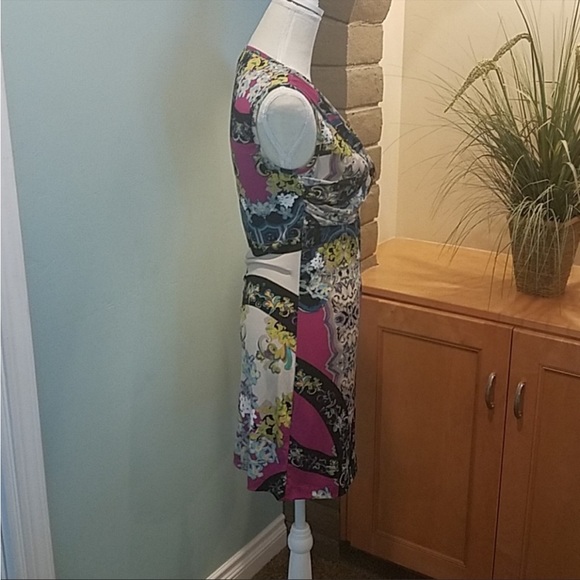 LAURA SCOTT Faux Wrap Sleeveless Dress in Multicolors, Size Medium - Picture 2 of 5